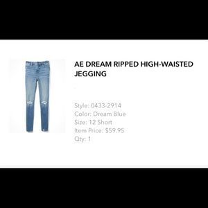 American Eagle Ripped High Waisted Jean Jeggings